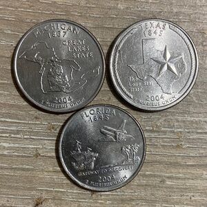 2004 USA State Quarters Set - Michigan, Texas, Florida